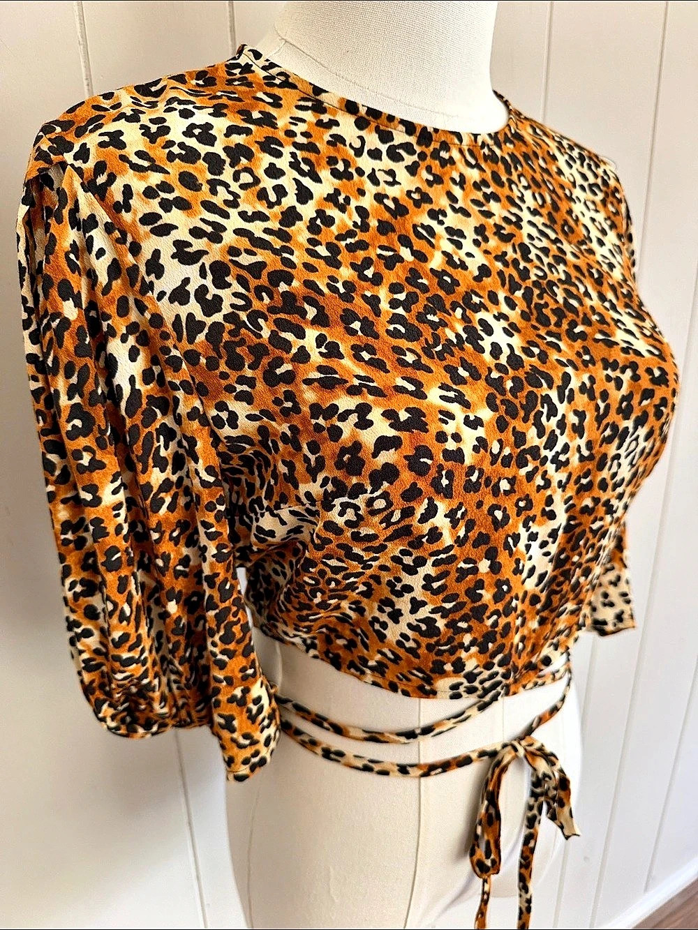 maje Leopard Print Blouse Small (1) Mob Wife Indie Sleaze Boho Chic - Picture 4 of 16